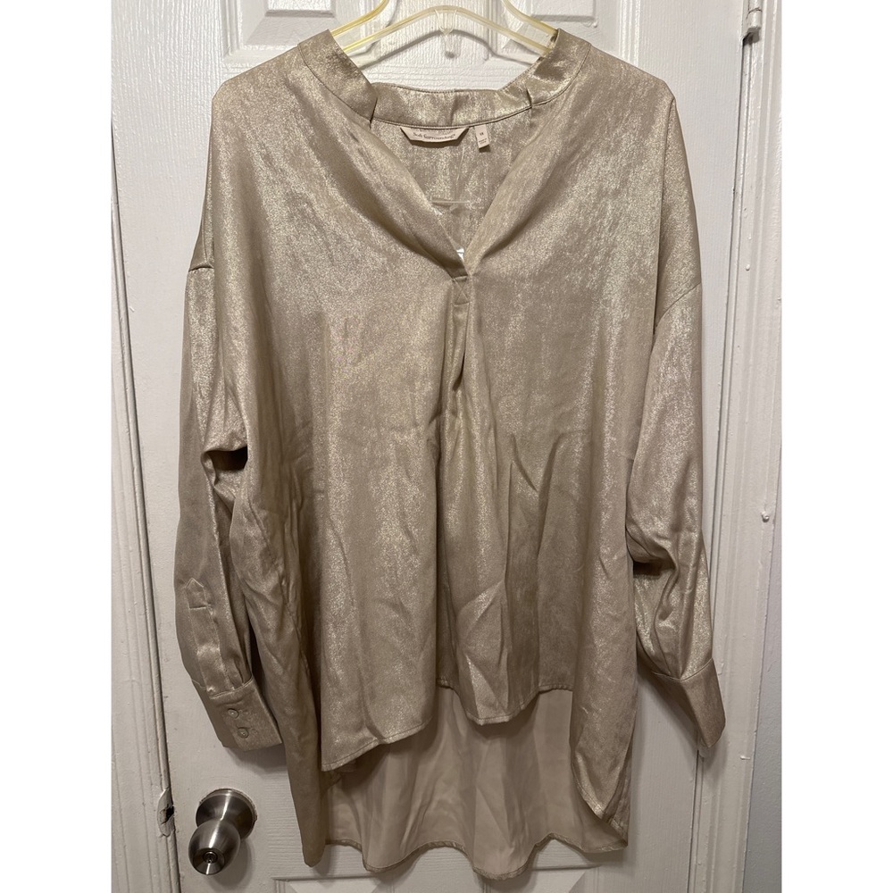 NWOT, Soft Surroundings, Gold Tunic Shirt, Metallic, Size 1X